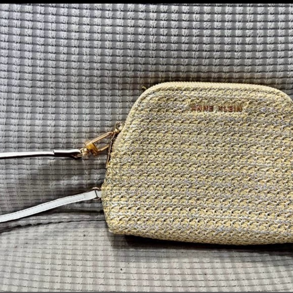 Anne Klein Handbags - Anne Klein Gold and Cream Clutch